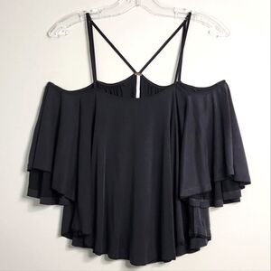 Free People Black Cold Shoulder Batwing Top, Size XS ~ EUC